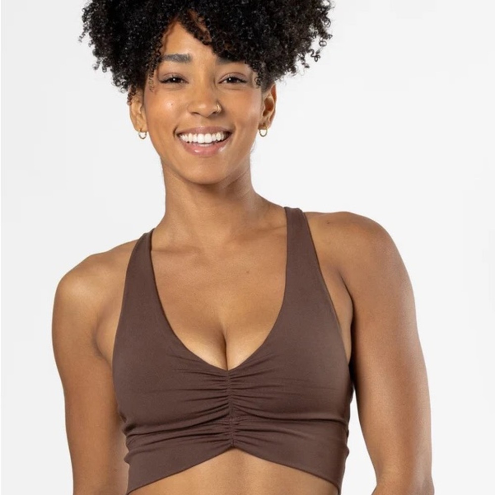 Paragon Fitwear Brown Ruched Crop Top
